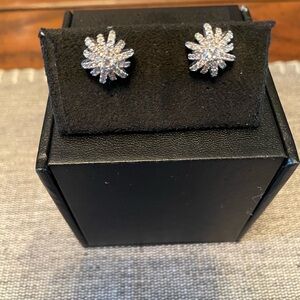 David Yurman 10mm Diamond starburst studs in 925 sterling silver and 14k posts